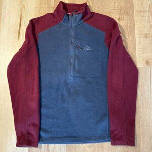 LL Bean 1/4 Zip Trail Fleece Jacket Colorblock Men's S REG Gray/Red 511753